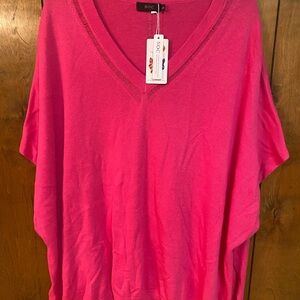 Nocona Vibrant Pink V-Neck Blouse